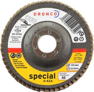 Dronco  Zirconium Flap Disc 40 Grit 4.5 inch (Tapered)