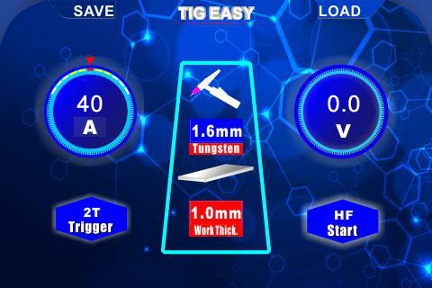 TIG DC TFT Easy Set screen