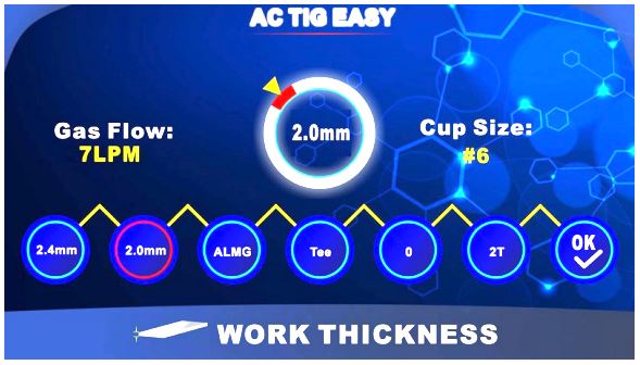 East-Setup Work Thickness